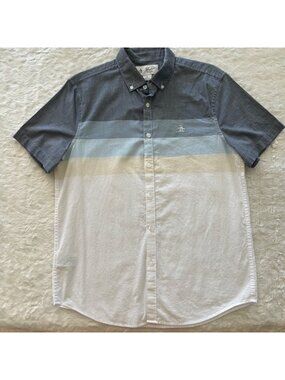 Original Penguin Mens Lightweight Casual Button-Up Shirt Collared Short Sleeve M
